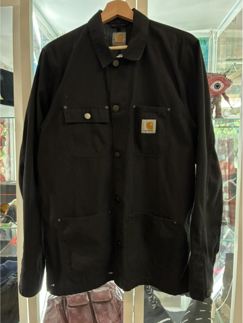 WIP Carhartt black chore coat denim jacket Large 21x30